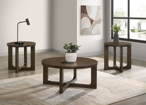 Kessler Brown 3-piece Round Sculptural Wood Coffee Table Set - Ornate Home