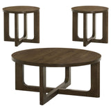 Kessler Brown 3-piece Round Sculptural Wood Coffee Table Set - Ornate Home