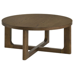 Kessler Brown Round Sculptural Wood Coffee Table - Ornate Home