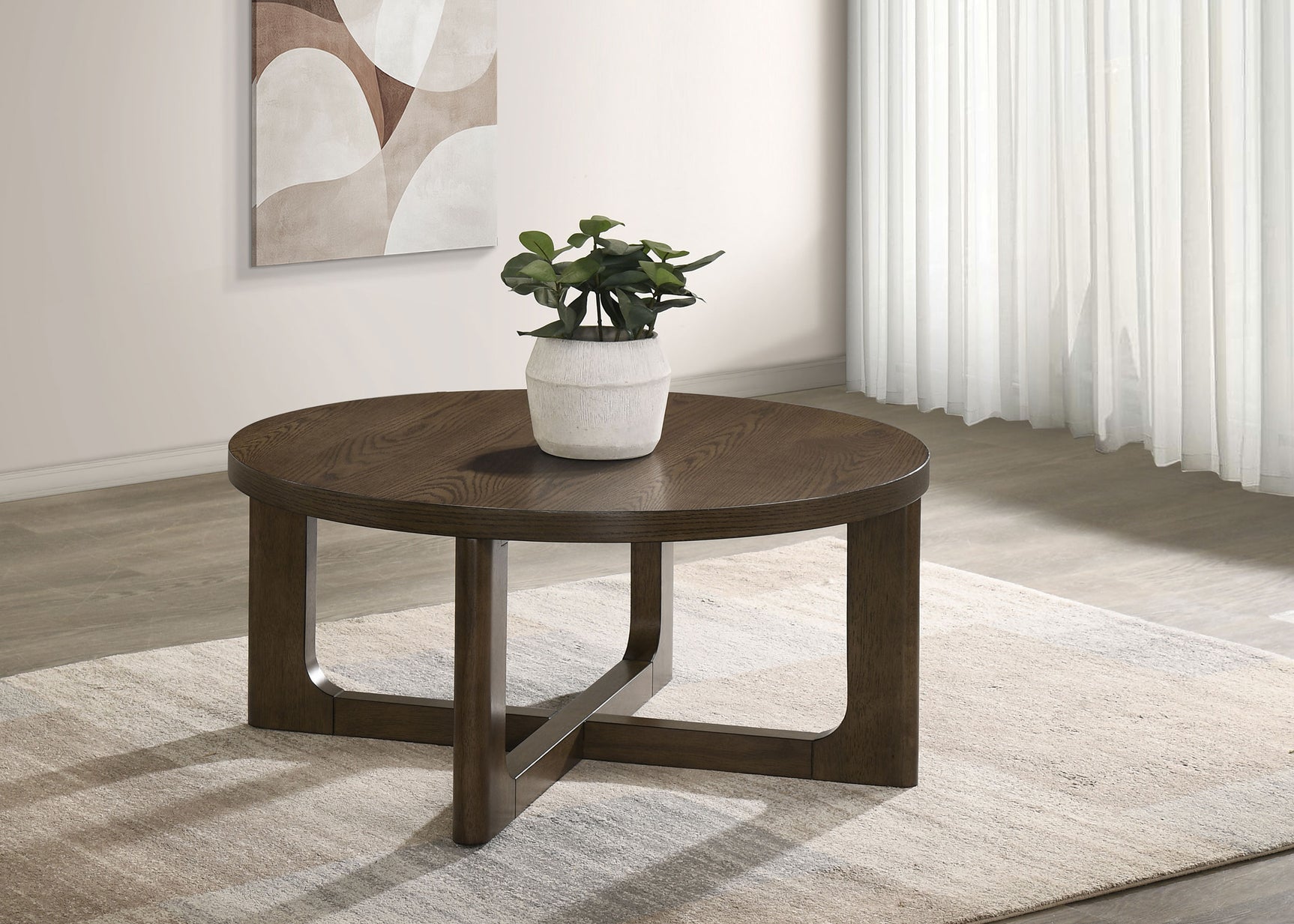Kessler Brown Round Sculptural Wood Coffee Table - Ornate Home