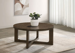 Kessler Brown Round Sculptural Wood Coffee Table - Ornate Home