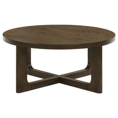 Kessler Brown Round Sculptural Wood Coffee Table - Ornate Home