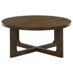 Kessler Brown Round Sculptural Wood Coffee Table - Ornate Home