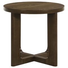 Kessler Brown Round Sculptural Wood End Table - Ornate Home