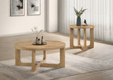 Kessler Light Oak 2-piece Round Sculptural Wood Coffee Table Set - Ornate Home
