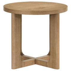 Kessler Light Oak 2-piece Round Sculptural Wood Coffee Table Set - Ornate Home