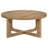 Kessler Light Oak 2-piece Round Sculptural Wood Coffee Table Set - Ornate Home