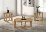 Kessler Light Oak 3-piece Round Sculptural Wood Coffee Table Set - Ornate Home