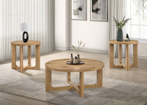 Kessler Light Oak 3-piece Round Sculptural Wood Coffee Table Set - Ornate Home