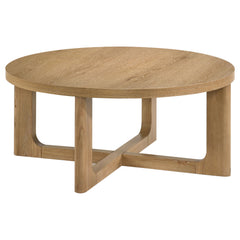 Kessler Light Oak Round Sculptural Wood Coffee Table - Ornate Home