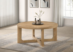 Kessler Light Oak Round Sculptural Wood Coffee Table - Ornate Home
