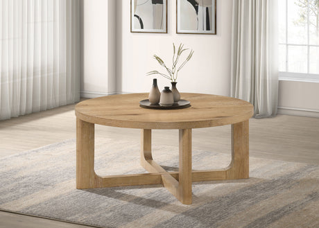 Kessler Light Oak Round Sculptural Wood Coffee Table - Ornate Home