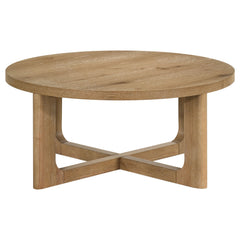 Kessler Light Oak Round Sculptural Wood Coffee Table - Ornate Home