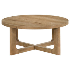 Kessler Light Oak Round Sculptural Wood Coffee Table - Ornate Home