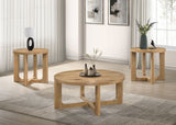 Kessler Light Oak Round Sculptural Wood Coffee Table - Ornate Home