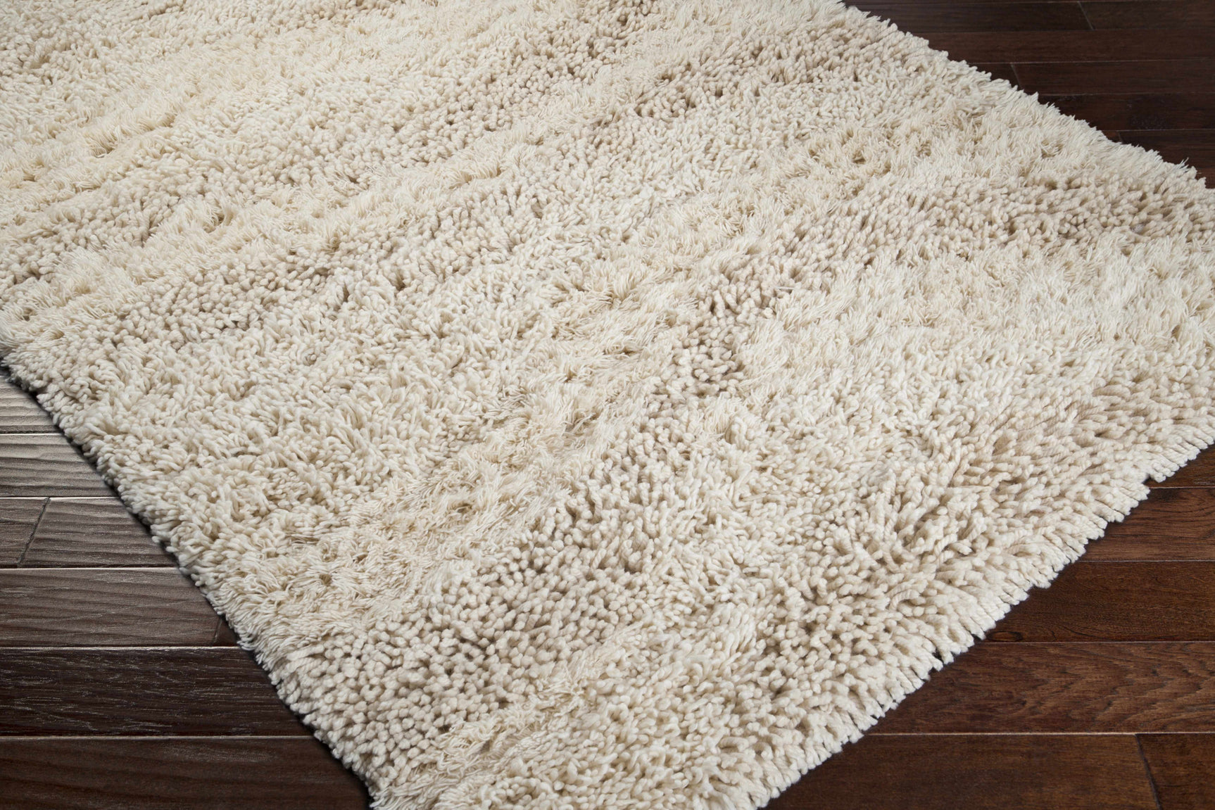 Kettering Solid Cream Wool Shag Rug - Ornate Home