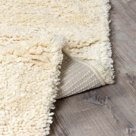 Kettering Solid Cream Wool Shag Rug - Ornate Home