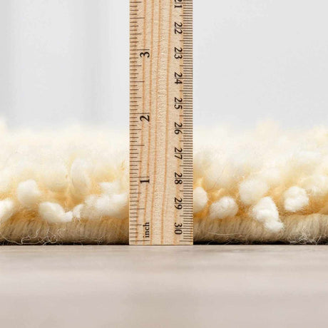 Kettering Solid Cream Wool Shag Rug - Ornate Home