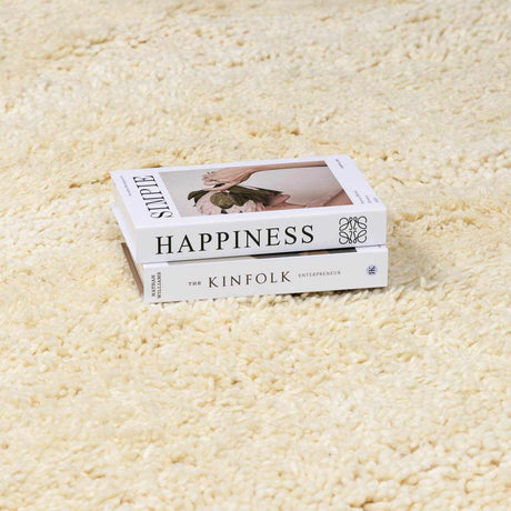 Kettering Solid Cream Wool Shag Rug - Ornate Home