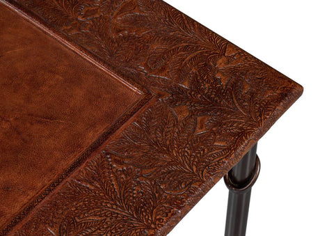 Kew Gardens Brown Leather Nesting Tables - Ornate Home