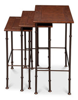 Kew Gardens Brown Leather Nesting Tables - Ornate Home