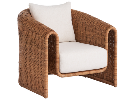 Key Largo Nomad Snow/Fishbone Weave Rattan Lounge Chair - Ornate Home