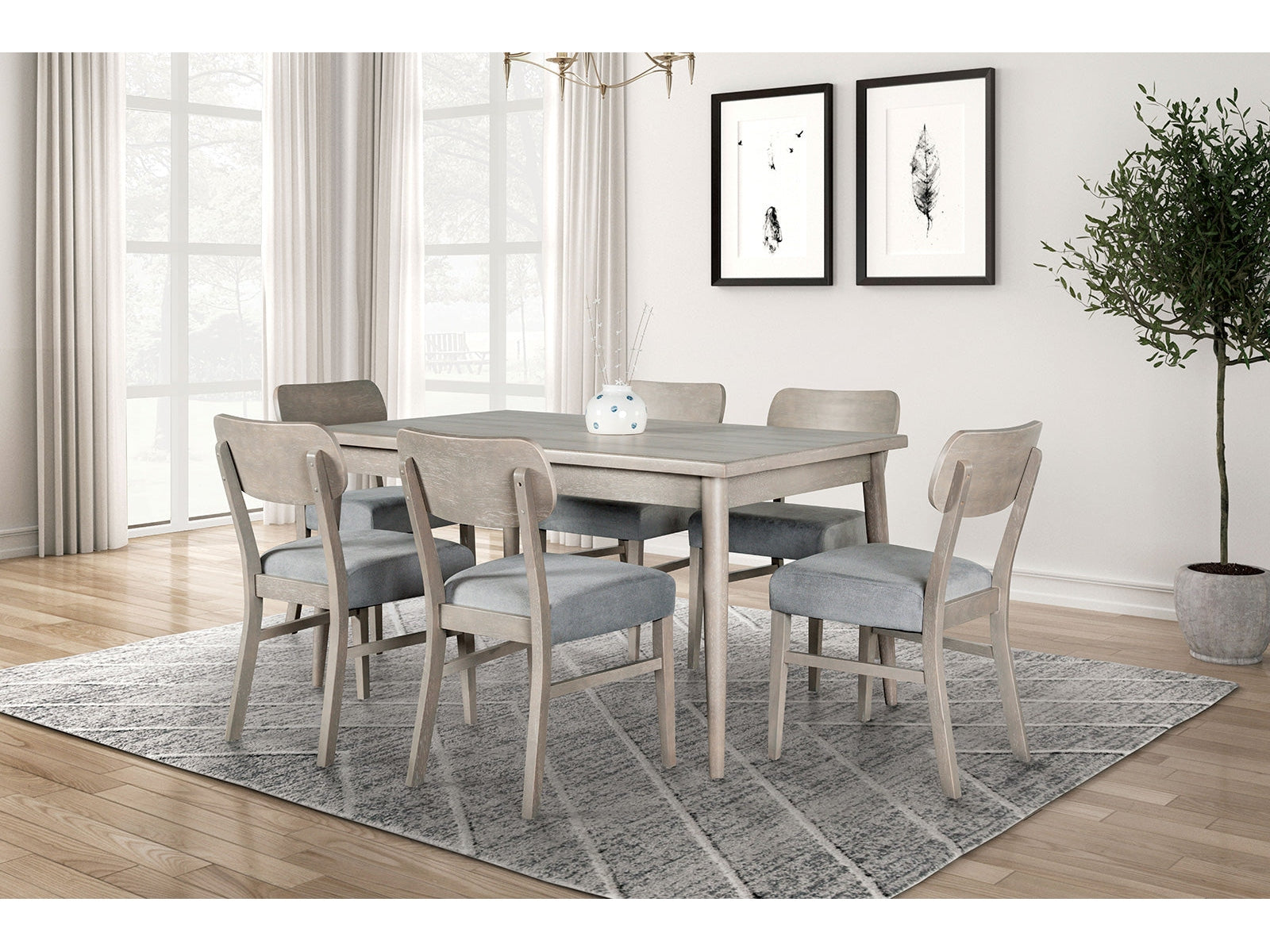 Keynes Gray 7 Pc. Dining Room Set - Ornate Home