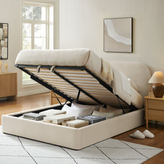 Keynote Alabaster King Performance Velvet Storage Platform Bed Frame - Ornate Home