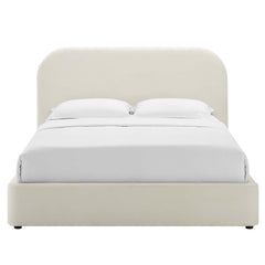 Keynote Alabaster Performance Velvet Curved Full Platform Bed - Ornate Home
