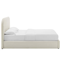 Keynote Alabaster Performance Velvet Curved King Platform Bed - Ornate Home