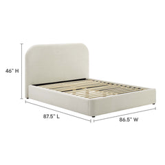 Keynote Alabaster Performance Velvet Curved King Platform Bed - Ornate Home