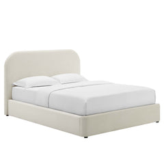 Keynote Alabaster Performance Velvet Curved Queen Platform Bed - Ornate Home