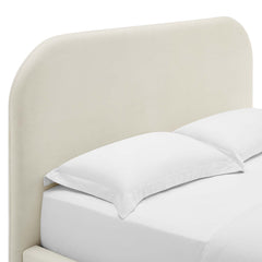 Keynote Alabaster Performance Velvet Curved Queen Platform Bed - Ornate Home