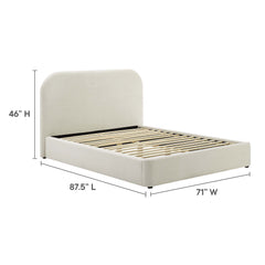 Keynote Alabaster Performance Velvet Curved Queen Platform Bed - Ornate Home