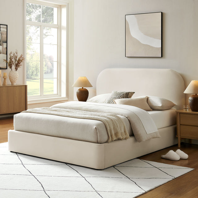 Keynote Alabaster Queen Performance Velvet Storage Platform Bed Frame - Ornate Home
