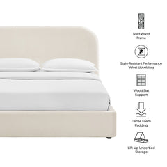 Keynote Alabaster Queen Performance Velvet Storage Platform Bed Frame - Ornate Home