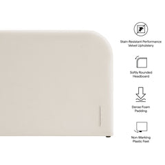 Keynote Alabaster Queen Size Stain-Resistant Performance Velvet Headboard - Ornate Home