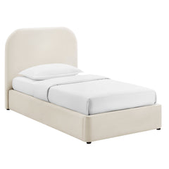 Keynote Alabaster Twin Performance Velvet Storage Platform Bed Frame - Ornate Home