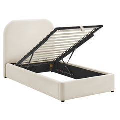 Keynote Alabaster Twin Performance Velvet Storage Platform Bed Frame - Ornate Home