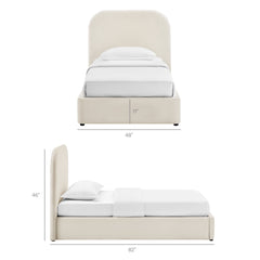 Keynote Alabaster Twin Performance Velvet Storage Platform Bed Frame - Ornate Home