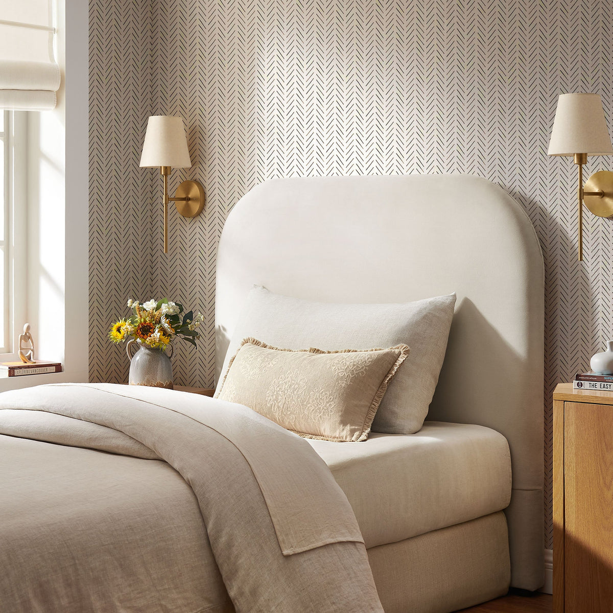 Keynote Alabaster Twin Stain-Resistant Performance Velvet Headboard - Ornate Home