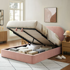 Keynote Blush Full Fabric Upholstered Storage Platform Bed Frame - Ornate Home