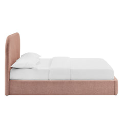 Keynote Blush King Fabric Upholstered Storage Platform Bed Frame - Ornate Home