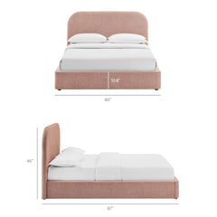 Keynote Blush King Fabric Upholstered Storage Platform Bed Frame - Ornate Home