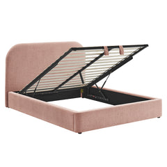 Keynote Blush Queen Fabric Upholstered Storage Platform Bed Frame - Ornate Home