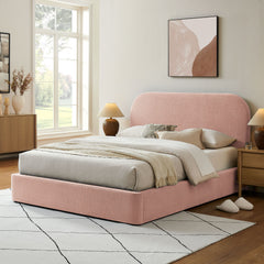 Keynote Blush Queen Fabric Upholstered Storage Platform Bed Frame - Ornate Home