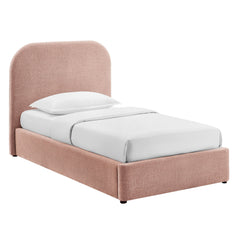 Keynote Blush Twin Fabric Upholstered Storage Platform Bed Frame - Ornate Home