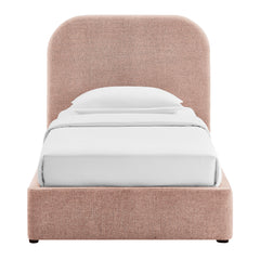 Keynote Blush Twin Fabric Upholstered Storage Platform Bed Frame - Ornate Home