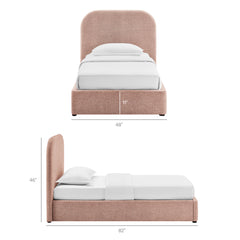 Keynote Blush Twin Fabric Upholstered Storage Platform Bed Frame - Ornate Home