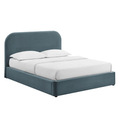 Keynote Cadet Blue Full Performance Velvet Storage Platform Bed Frame - Ornate Home